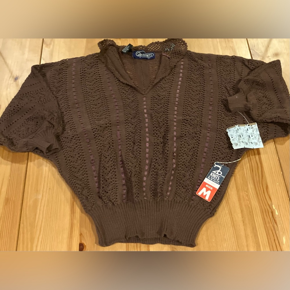 NWT Vintage 20 Ans by Mariea Kim Vintage 1980’s Brown Knit Sweater Size Medium